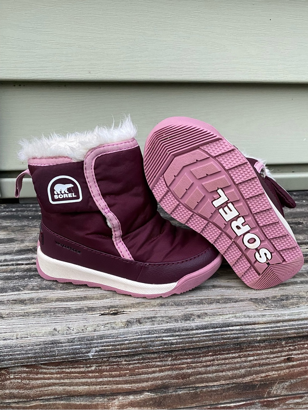 Sorel Girls' Burgundy and Pink Insulated Snow Boots, Toddler size 7
